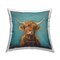 Stupell Industries Highland Cow on Blue Decorative Printed Throw Pillow Design by LSR Design Studio, 18 x 7 x 18